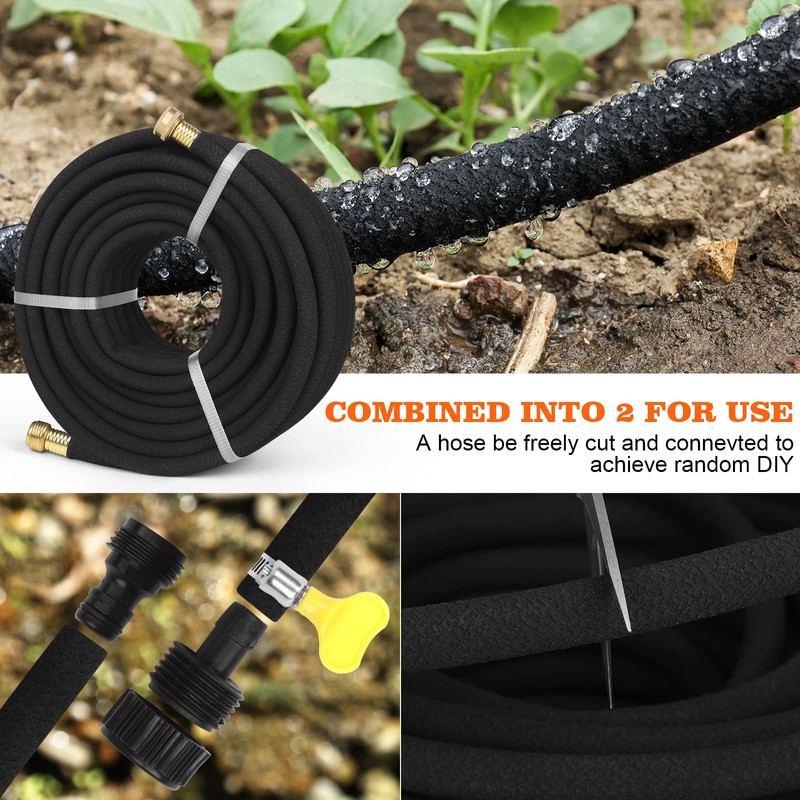 Soaker Hose 100 FT for Garden with 5/8" Diameter Irrigation