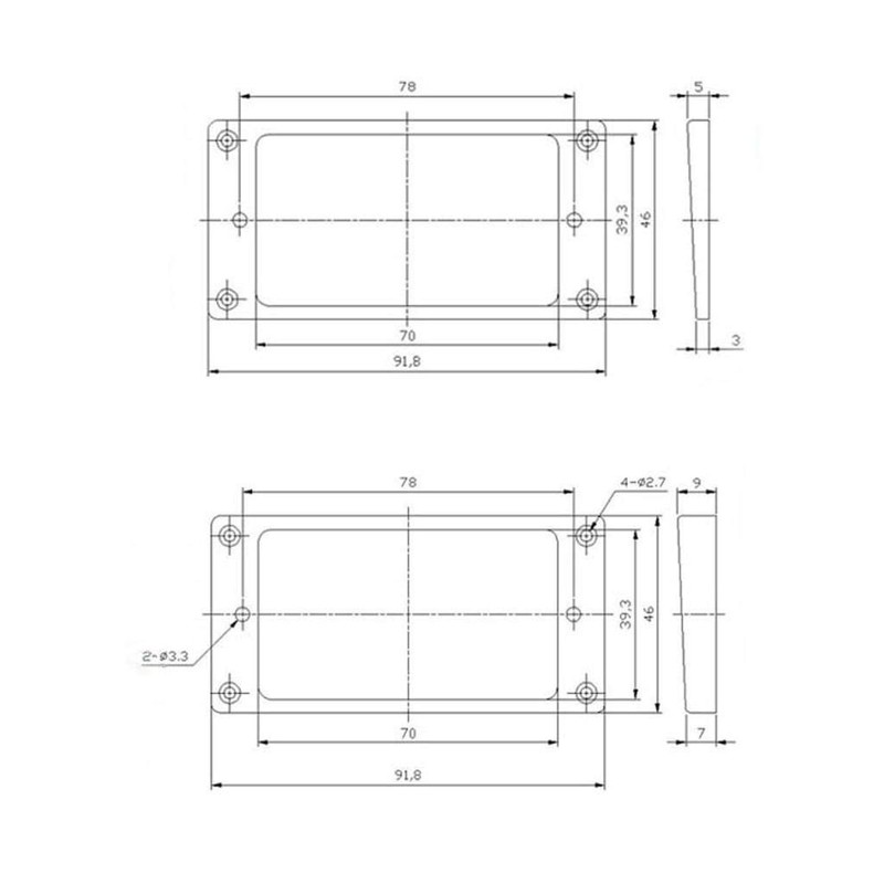KAISH 2pcs Black Humbucker Pickup Ring Curved Bottom Fame for