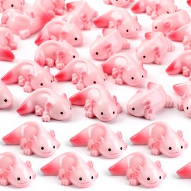 Gemscream 36 Pcs Pink Mini Resin Axolotl Figurine Axolotl Charm Miniature Axolotl Animals Tiny Axolotl Gifts for DIY Craft Garden Tank Decor Axolotl Valentines Birthday Party Favors