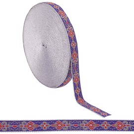 HOBBIESAY 12.5 Yards Embroidered Ribbon 5/6 inch Wide Blue Vintage Jacquard Ribbon Floral Pattern Trim Decoration for Clothing Accessories DIY Sewing Handicrafts Handbags Home Decor