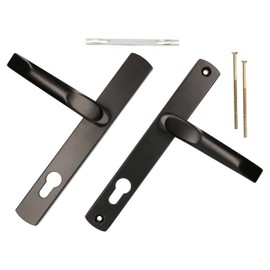 KOTARBAU® Pair of Handles 92 mm with Long Plate Black for Profile Cylinder Modern Universal Aluminium