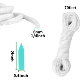 Augshy 1/4 Inches Self Watering Wick Cord String, Cotton Rope for DIY Plant Automatic Watering Device (70 Feet)