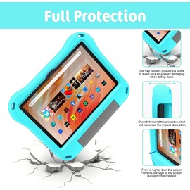 DJ&RPPQ 10 Inch Tablet Protective Case for Children, Protective Case for Tablets with 10 and 10 Plus 2023/2021, Shockproof Grip and Stand, Light Blue