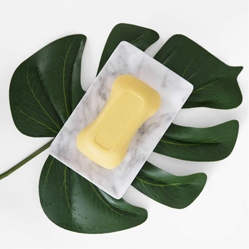 StonePlus Natural Smooth Real Marble Soap Dish/Facial Sponge Holder/Bathroom Makeup
