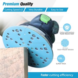 FASTPLUS 150mm Sanding Discs 6 Inch 49 Hole Sanding Discs 40 Grit Hook and Loop Sanding Disc Dust-Free Random Orbital Sandpaper for Automotive and Woodworking, 48 Pack