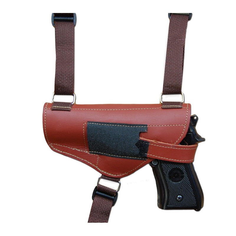 Barsony Horizontal Burgundy Leather Shoulder Holster for Walther PPQ PPX