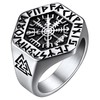 Mens Runic Viking Hexagon Finger Rings Retro Nordic Compass Charms