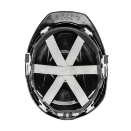 GUARD 5 - Construction helmet with rotary wheel system for gradual size adjustment - DIN EN 397 - Adjustable chin strap for optimum fit, 6-point webbing - Construction site helmet, black