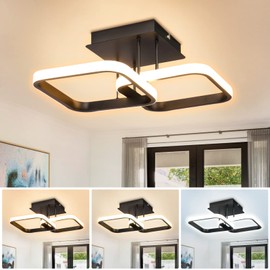 LED luz de techo, JSXing lampara de techo moderna, 3 colores led lámparas de montaje empotrado Lámpara de araña LED de acrílico para comedor,cocina,dormitorio,sala de estar,regulable (negro)