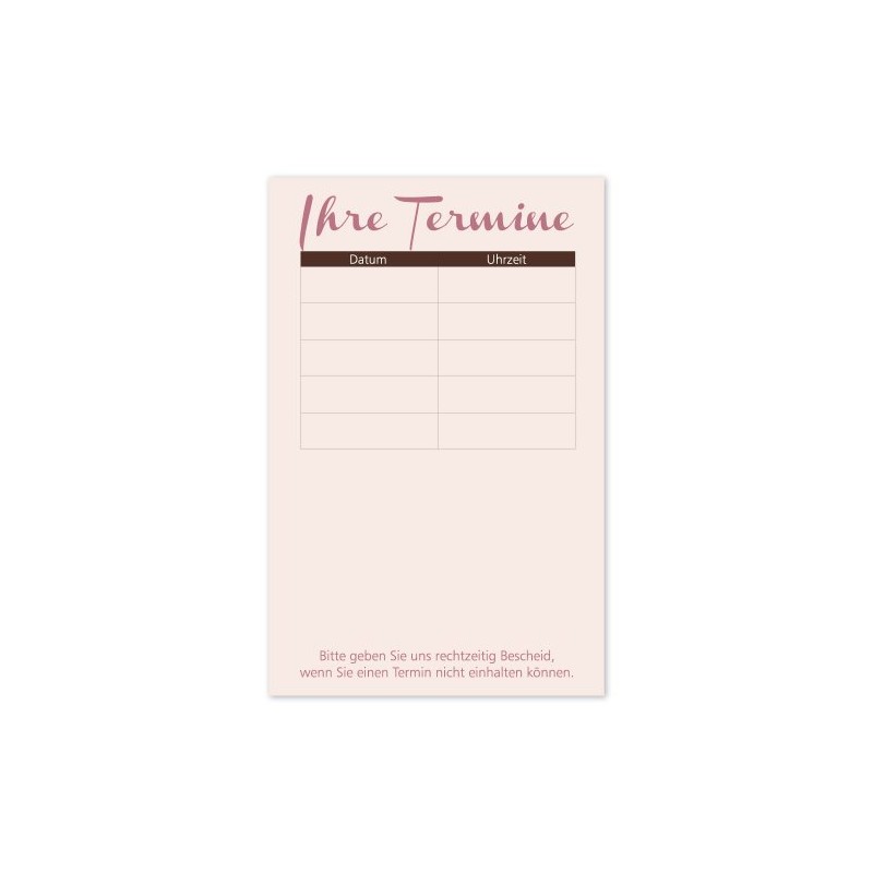 100 Nail Studio - Appointment Cards Natural Nails with 5