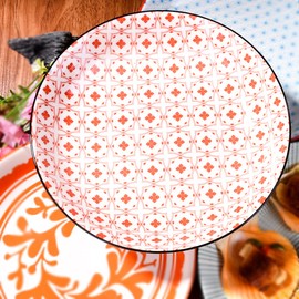 BOSILI 8 Inch Dinner Plate Set of 4 Large Appetizer Plates for Dessert Salad Underglaze Colored Microwave Oven and Dishwasher Safe