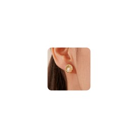 DCNCLADY Seashell Earrings - 14K Gold Plated Small Shell Pearl Earrings for Women | Hypoallergenic Gold Studs Earrings