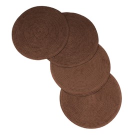 Eden Woven Braided Velvet Table Placemats 15 Inches Round Set of 4 Non-Slip Dining & Kitchen Table Mats Chocolate