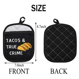 BDPWSS Taco Pot Holder with Pocket Tacos & True Crime Gift Taco Lover Gift Taco Party Gift Mexican Food Lover Gift (Tacos True PHCA)