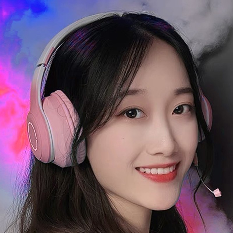 Bluetooth Headphone Heavy Bass Noise Cancelling Foldable Gradient Color Wireless