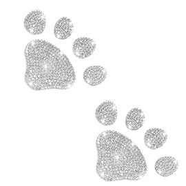 2PCS Bling Rhinestone Car Sticker Decal, Self Adhesive Crystal Dog Paw Sticker for Women, Bumper Decoration Decal for Car, Window, Mirror, Laptop, Truck, Motorcycle, Helmet (Foot)