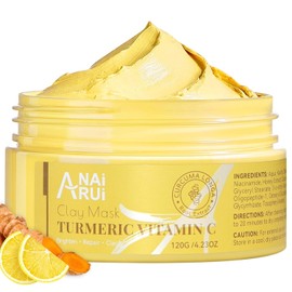 ANAI RUI Turmeric Vitamin C Clay Mask Facial for Blackheads Pores Wrinkles Fine Lines Hydrating Purifying Cleansing Control Oil 4.23 oz Color / ANAI RUI 강황 비타민 C 클레이 마스크 블랙헤드용 페이셜 모공 주름 잔주름 수분 공급 정화 클렌징 컨트롤 오일 4.23온스 Color