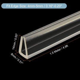 sourcing map U Channel Edge Trim, 4.9ft Length Rubber Guard Seal Strip Edge Protector Fit for 4-5mm Edge, (9/16" W x 5/16" H) Clear