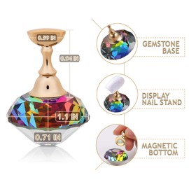 Nail Art Practice Stands, Magnetic Nail Tips Holders Fingernail Display Stands with 5 Pieces Alloy Practice Stand and One Crystal Base for DIY Nail Art Practicing Manicure tools