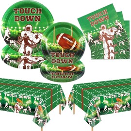 Football Party Decorations - Including Football Plates and Napkins, Football Tablelcoth for Kids Fans Tailgate Gameday Football Party Supplies, Serve 20