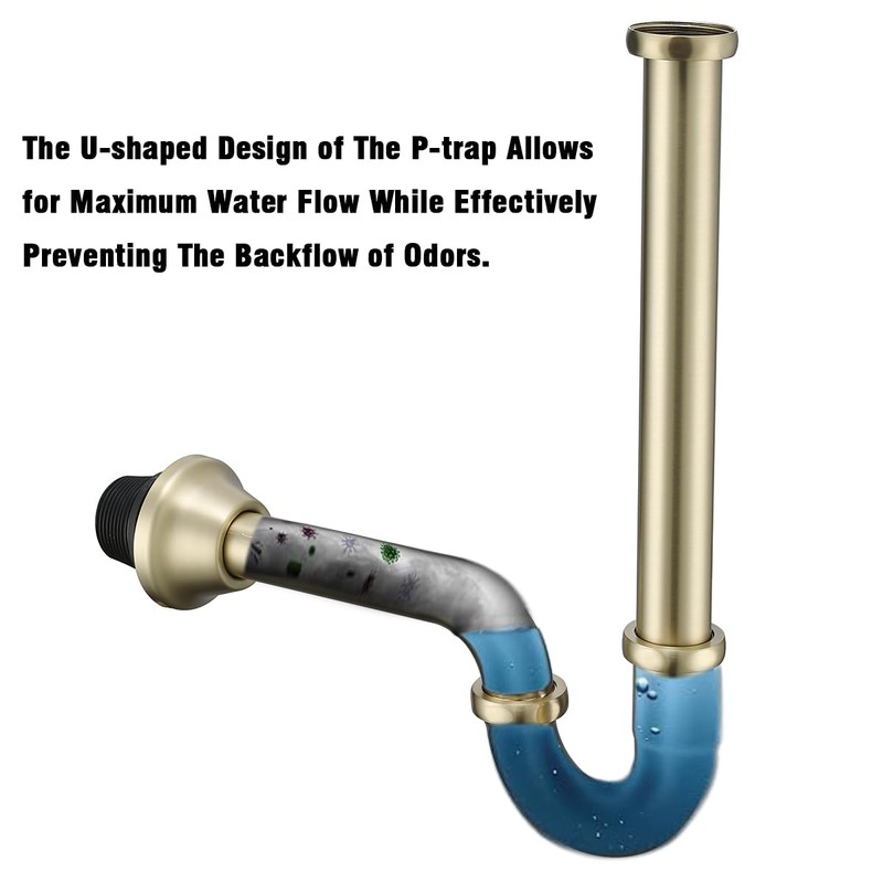 RANDOM Brass P Trap Bathroom Sink U-Shape 1-1/4 inch Sink
