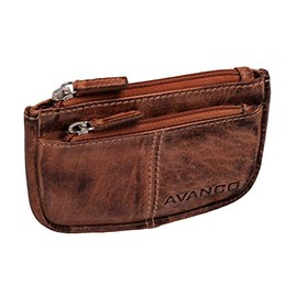 Key Case 21- (393B) Leather Key Case with 2 Rings Hooks, brown, Key case