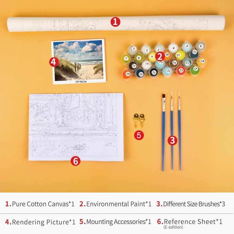 TISHIRON Paint by Numbers for Adults Beach Adult Paint by