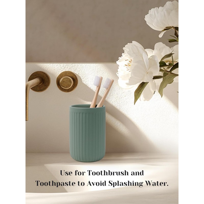 INGOFIN Ceramic Toothbrush Holder, 12 oz Toothpaste Holder Bathroom Cup,