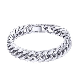 Silver Cuban Link Bracelet for Men Tarnish Free Bracelet Stainless Steel Bracelet Heavy Bracelet Curb Chain Bracelet