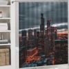 HDESDIS 4Pcs Modern Skyscraper Night Shower Curtain Sets, 4pcs Chicago