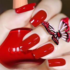 Bright Red Nail Polish 12ML, Quick Dry Classic Red Nail Color, No UV Lamp Needed, High Shine Long Lasting Nail Polish for Women Girls