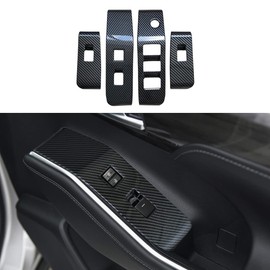 ruihe 4pc Carbon Fiber Color Automobile Door Window Control Panel Cover Molding Door Lock Switch Trim Fit for Toyota Highlander 2020 2021 2022 2023 2024 North American Version
