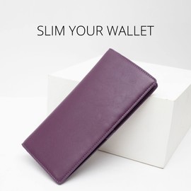 Alldaily Ultra Slim Thin Women Wallet RFID Blocking Credit Card Holder Bifold Long Ladies Billfold (Purple)