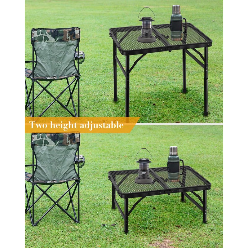 Honagu Folding Grill Table, Height Adjustable Metal Picnic Outdoor Table,