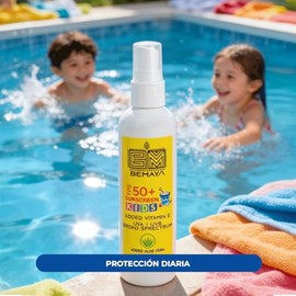 Protector Solar Mineral KIDS FPS 50+ | Bloqueador Infantil Corporal UVA/UVB | Biodegradable | Aloe Vera y Vitamina E | Aroma Tutti Frutti | 125 ml