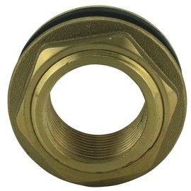 Water Butt Tank Feed-Through 3/4 Inch Internal Thread Brass Connection for Tap Tap Barrel Fitting Including 2 Seals Rain Barrel (3/4 Inch Tank Feed-Out)