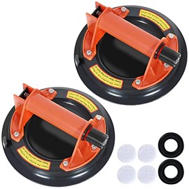 Glass Suction Cups to Lift Large Glass/Granite/Tile/Window 8.2IN, 2 Pack Vacuum Suction Cup Industrial Heavy Duty Lifter with Handle for Material Handing, 468LBS Load Capacity, Orange