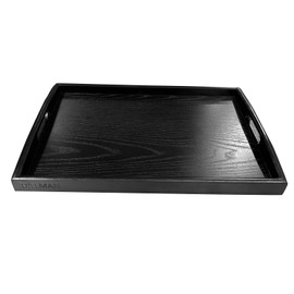 DILLMAN Serving Tray Large Black Wood Rectangle Food Tray Butler Tray Breakfast Tray With Handles (Small)