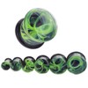 Qmcandy 2pcs 00g Glass Green Nest of Waves Saddle Ear