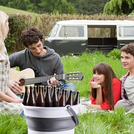 15L/4 Gal Large Collapsible Bucket with Handle - Portable Silicone Mop Bucket for Cleaning, Camping, Car Washing - Leakproof & Space-Saving for Outdoor, Fishing, Household