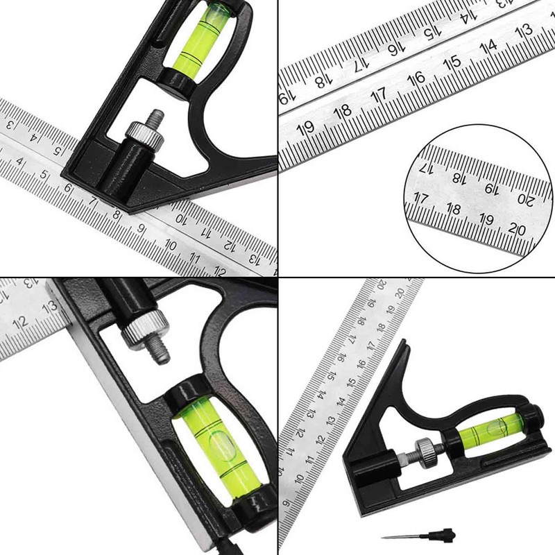 1 Carpentry Square, 1 Soft Square, Adjustable Square, Woodworking Measuring