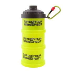 SPEQT Contenedor de proteína en polvo para llevar, contenedores apilables 3 a prueba de fugas, soportes de bloqueo giratorio para preentrenamiento, dispensador de almacenamiento portátil de suplemento de viaje para organizar embudo (botella de agua aplic