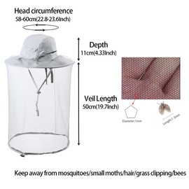 HunterBee Mosquito Net Hat Bee Net Beekeeping Veil Beekeeper Hat with Net Suitable for Gardeners Yard Work Beekeepers Fishing