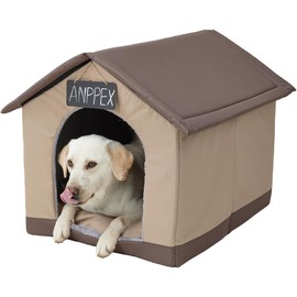 ANPPEX Large Dog House Indoor,2XL Size Indoor Dog House for Large and Medium Dogs,Covered Dog Bed with Cushion,Brown