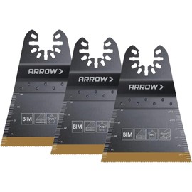 Arrow OSC206-3 Titanium Coated Oscillating Tool Saw Blades for Woodworking, Drywall, PVC, and Metal, Universal, Fits Most Multitools, 2-11/16 Inch, 3-Pack