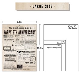 FANCYLUCKY Jumbo 6th Anniversary Card for Him Her, Vintage 6 Years Wedding Anniversary Card Gifts for Husband Wife, Funny Iron Anniversary Pun Card for Women Men