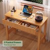 Fluted Light Oak Desk with 2 Drawers - 39 Inch