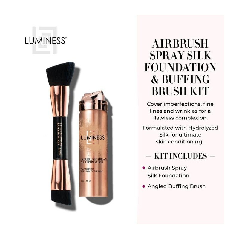 LUMINESS Silk Airbrush Spray Foundation & Buffing Brush Kit –