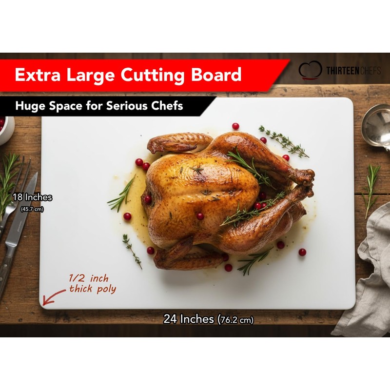 Commercial Grade White Cutting Board - 24 x 18 x