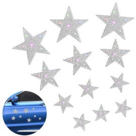 12 Pcs Rhinestone Star Stickers, Adhesive Applique Stars Glitter Auto Emblem Decals Decoration Crystal Patches for Clothing Jeans Bumper Window Laptops Luggage